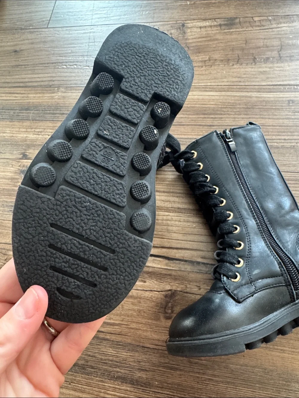 Black Lace-Up Combat Boots - Women's